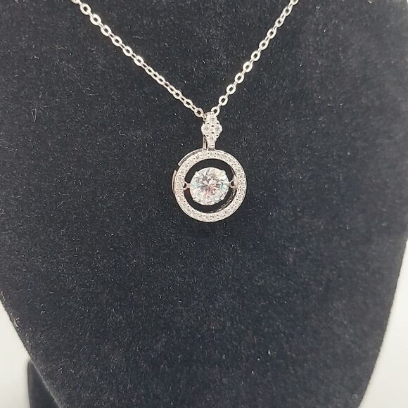 S925 Sterling Silver Sparkling Cubic Zirconia Necklace - Picture 6 of 9